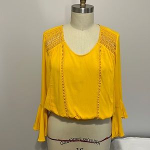 Express Crinkle Gauze Woven Smocked Top